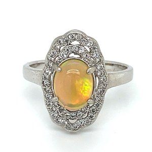 Opal 1.90ct Platinum Finish Solid Silver Ring